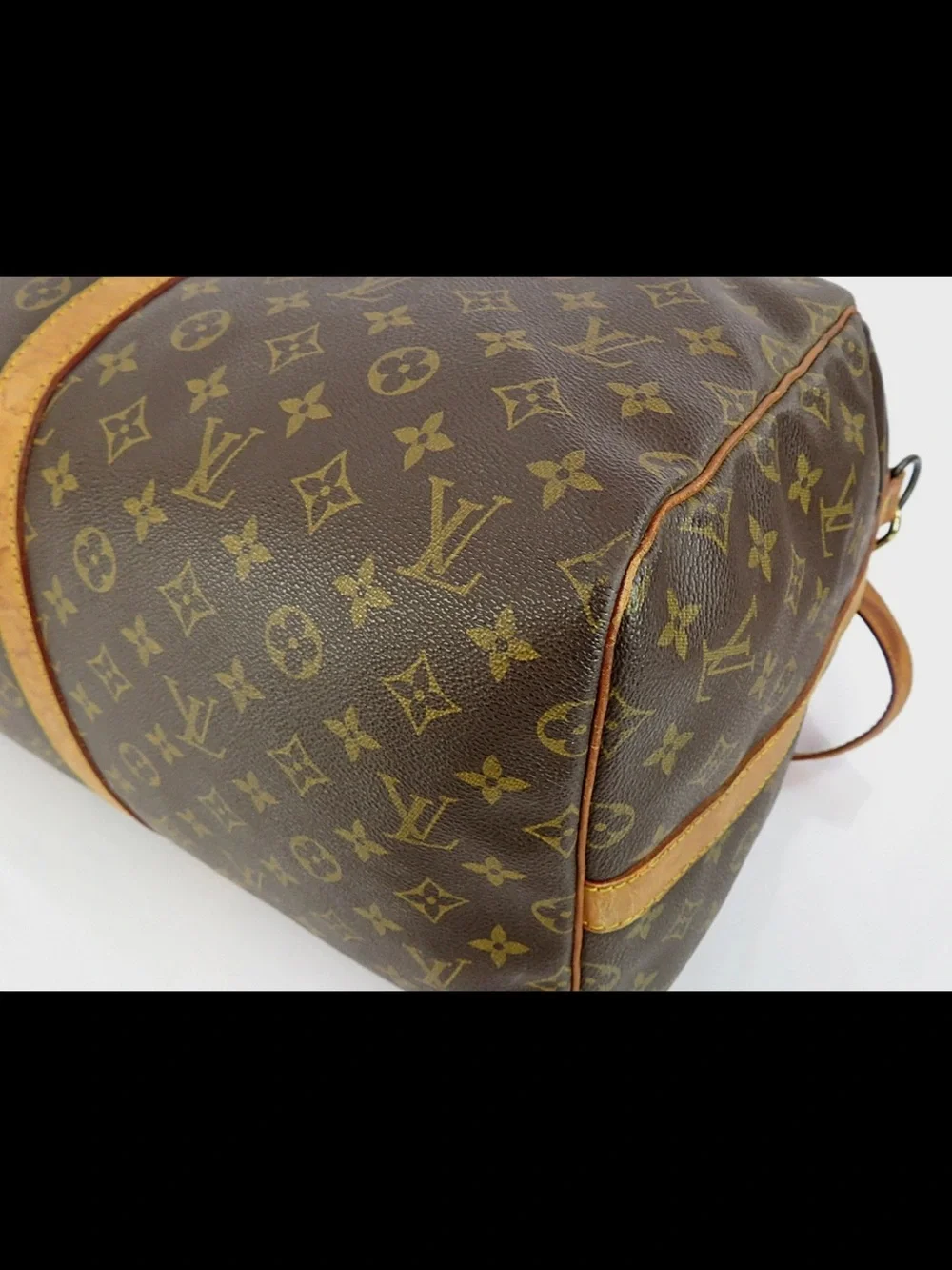 Louis Vuitton Brown Monogram Canvas Duffel with Tan Leather Trim